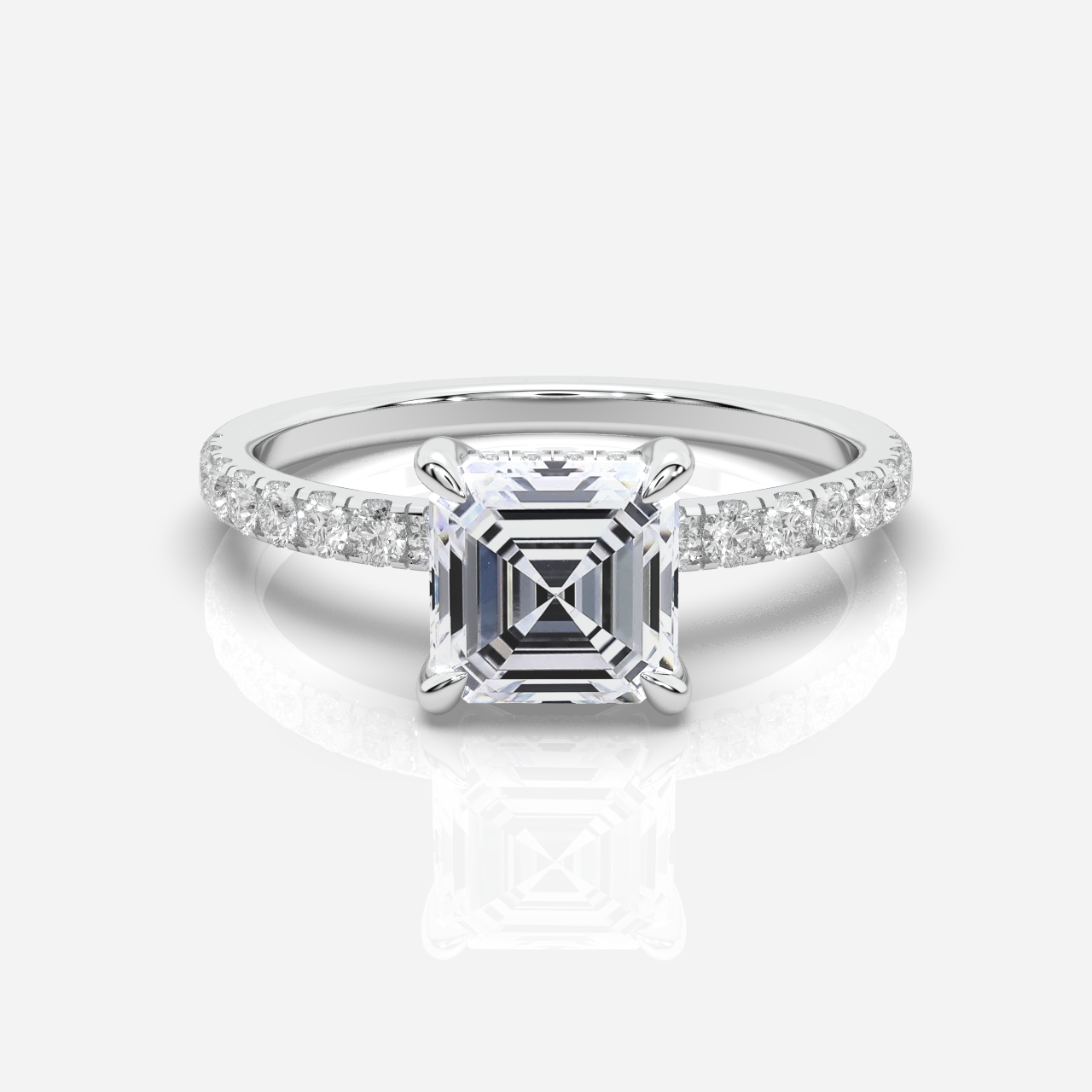 Juliette Hidden Halo and Diamond Band Asscher